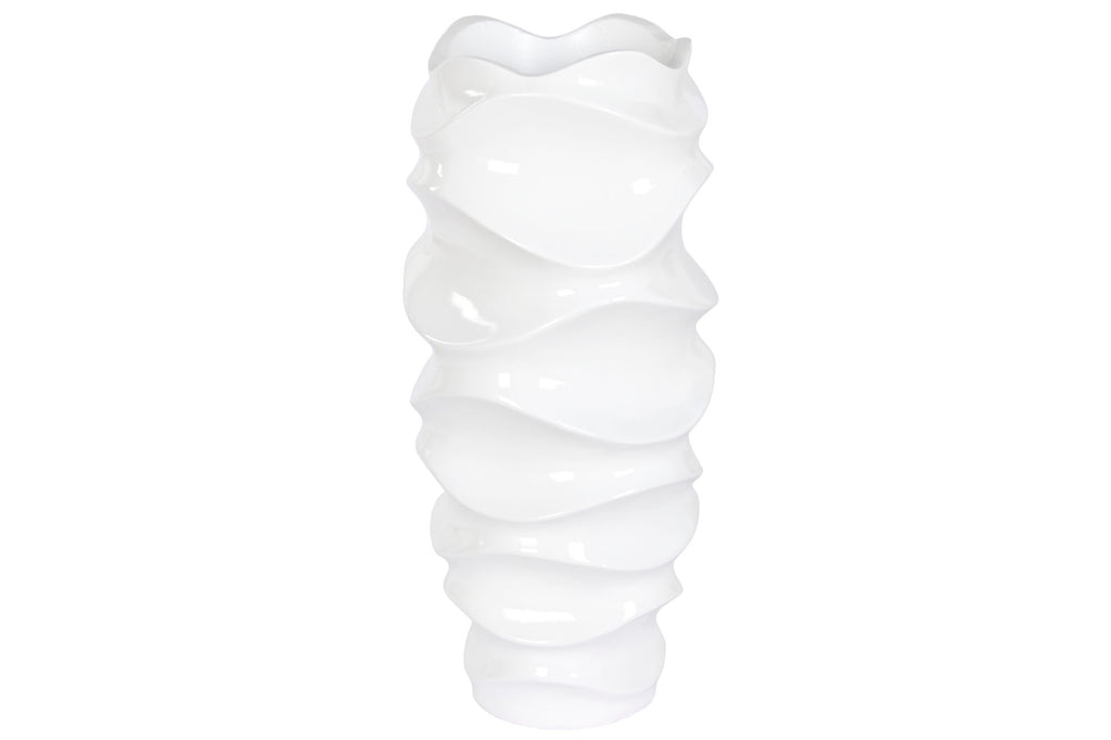 MACETERO FIBRA VIDRIO 38X38X81 ONDAS LACADO BLANCO - Imagen 2