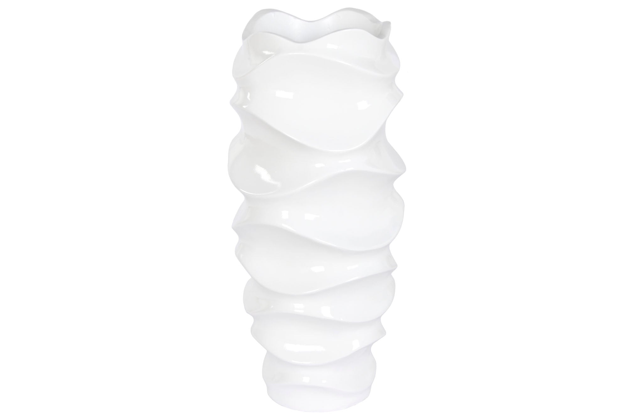 MACETERO FIBRA VIDRIO 38X38X81 ONDAS LACADO BLANCO - Imagen 2