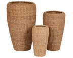 MACETERO SET 3 SEAGRASS METAL 43X43X70 NATURAL - Imagen 2