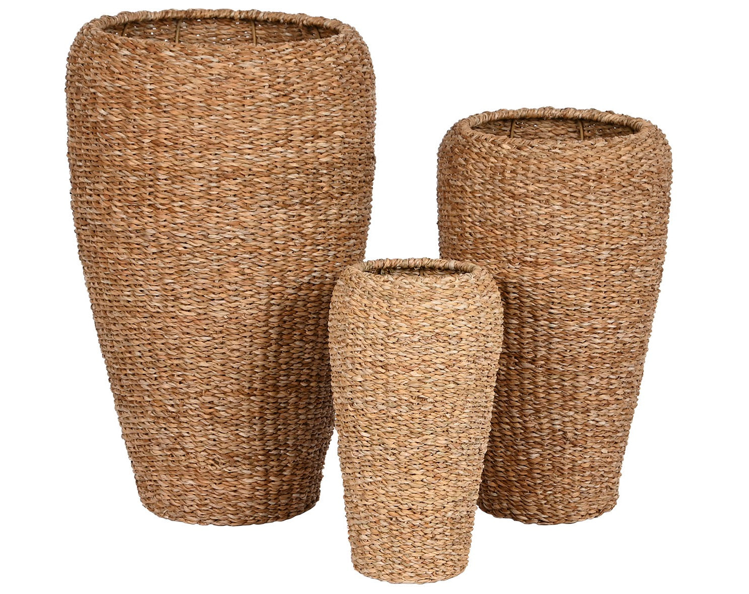 MACETERO SET 3 SEAGRASS METAL 43X43X70 NATURAL - Imagen 2