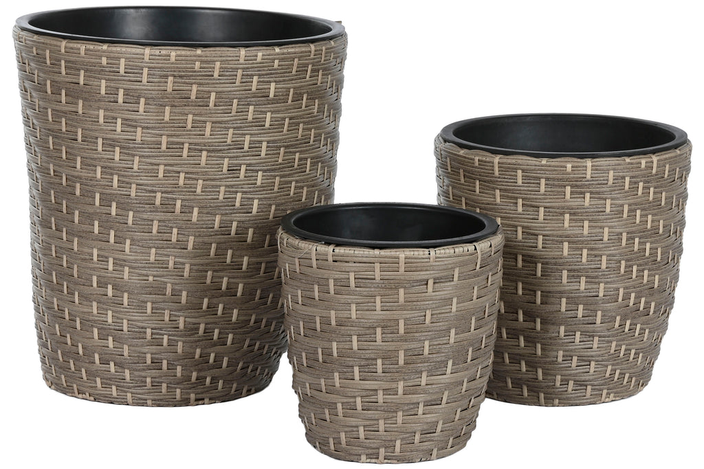 MACETERO SET 3 RATAN SINTETICO PP 40X40X45 NATURAL - Imagen 3