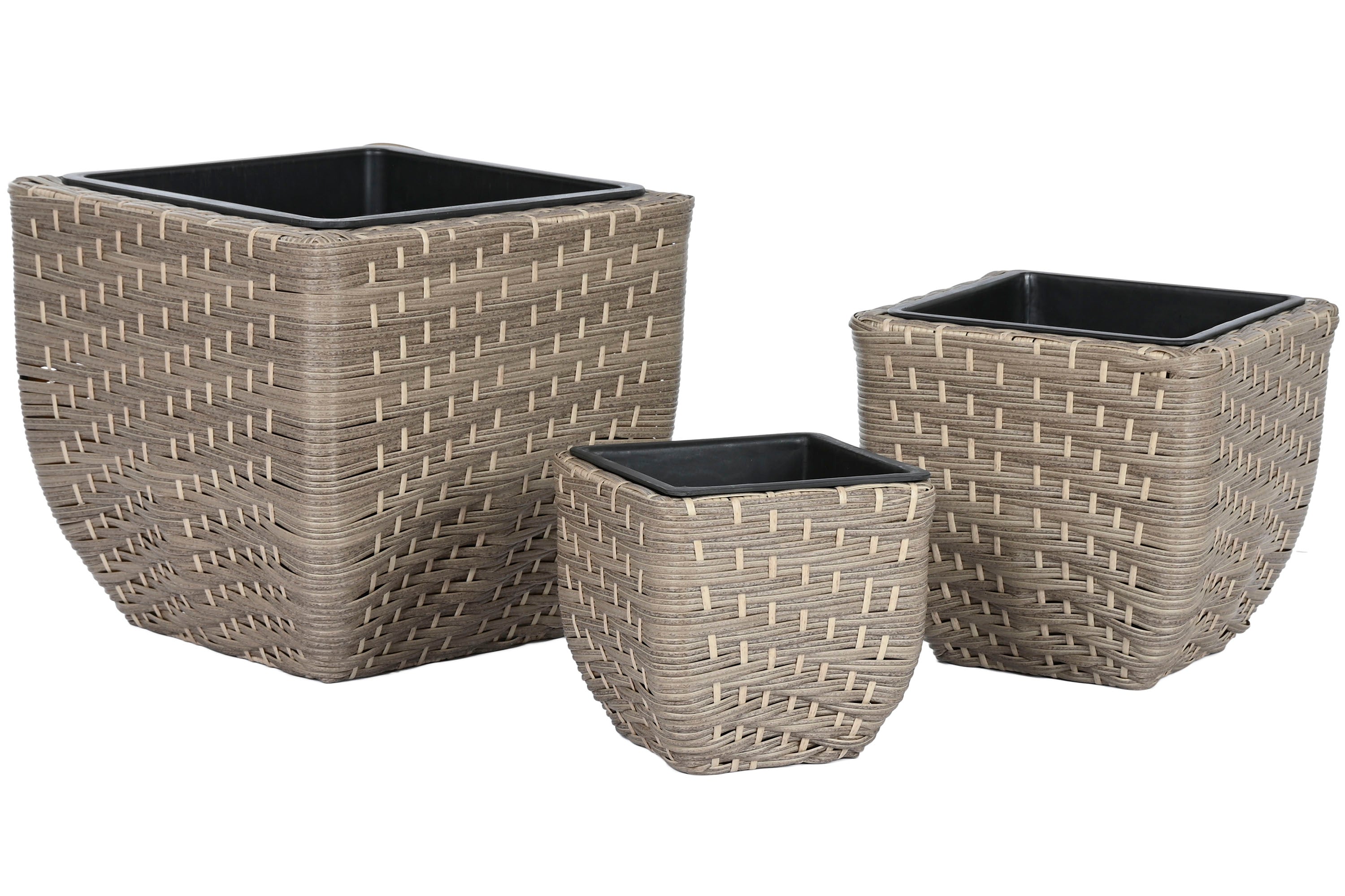 MACETERO SET 3 RATAN SINTETICO PP 40X40X36 NATURAL - Imagen 4