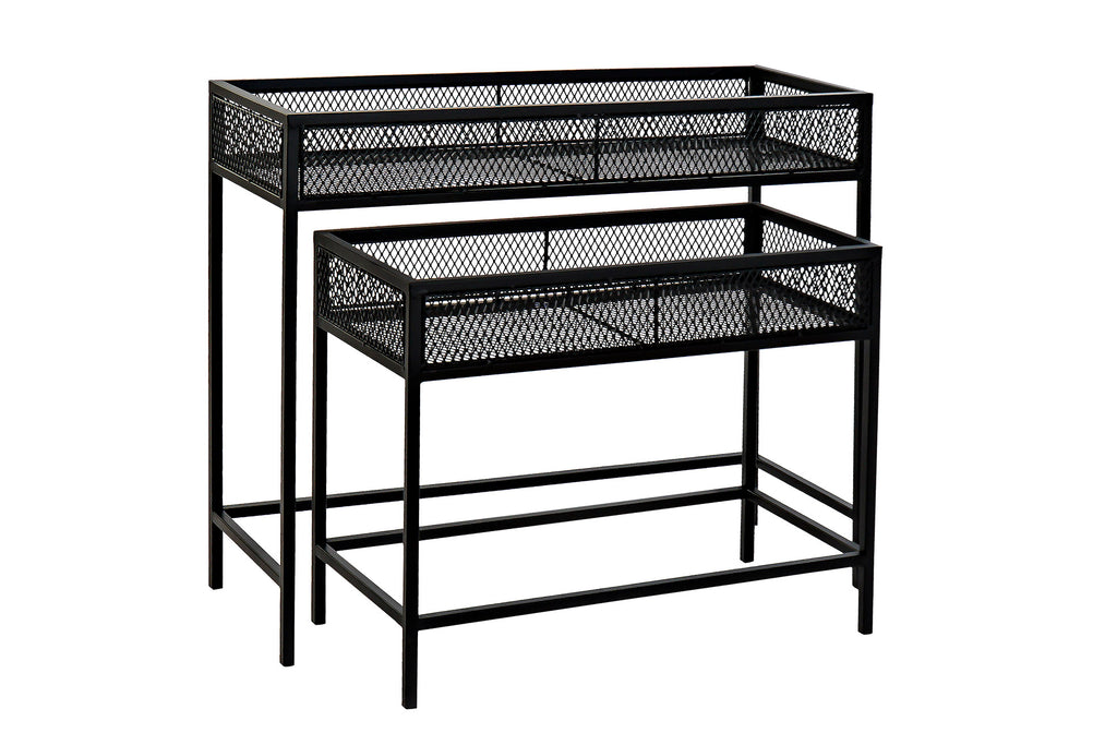 MACETERO SET 2 METAL 70X25X60,5 55X25X45 NEGRO - Imagen 3