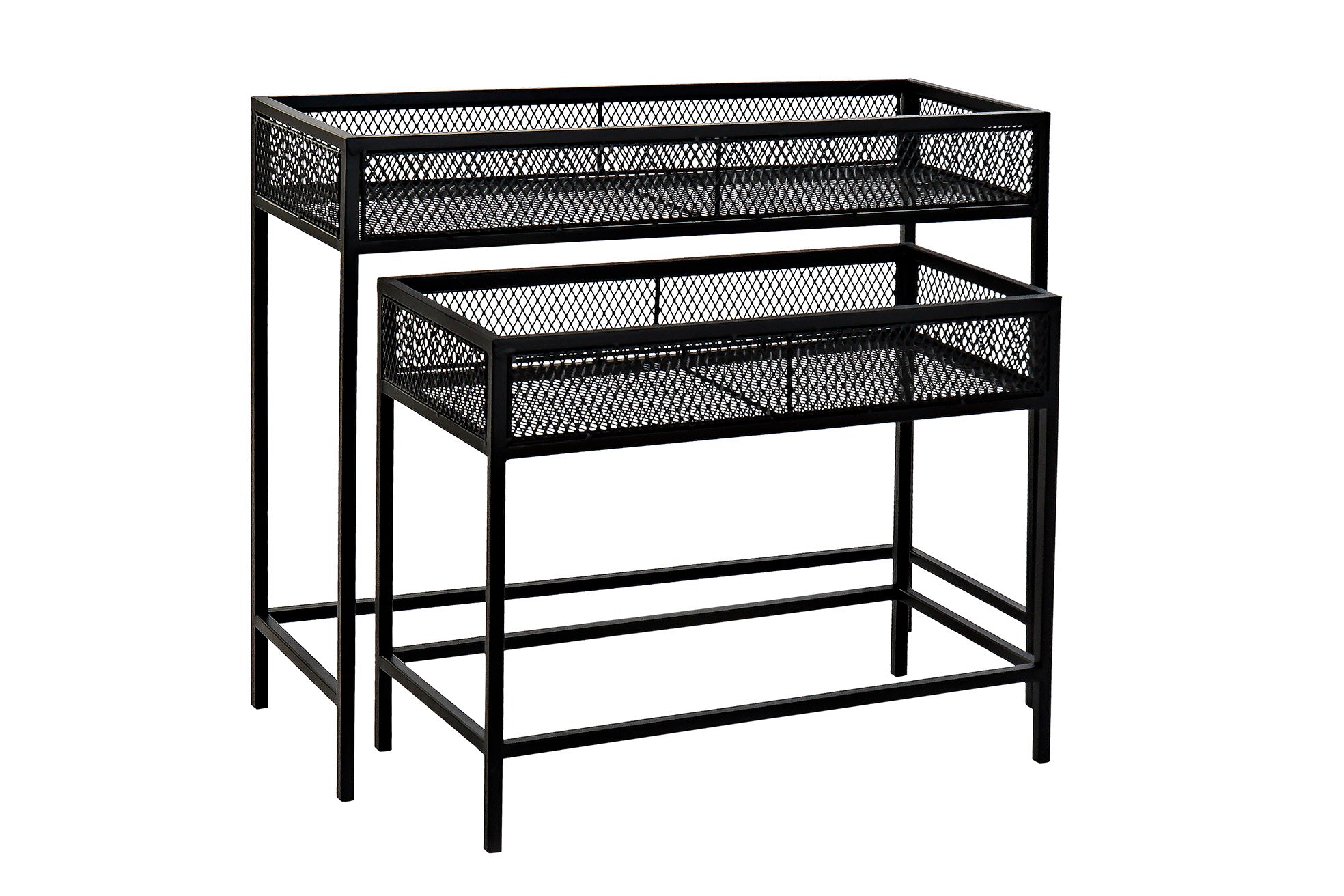 MACETERO SET 2 METAL 70X25X60,5 55X25X45 NEGRO - Imagen 3