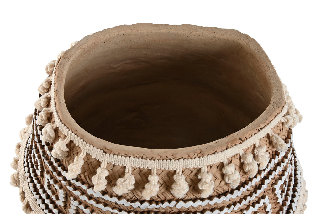 MACETERO CEMENTO 34X34X26 POMPONES MARRON - Imagen 3