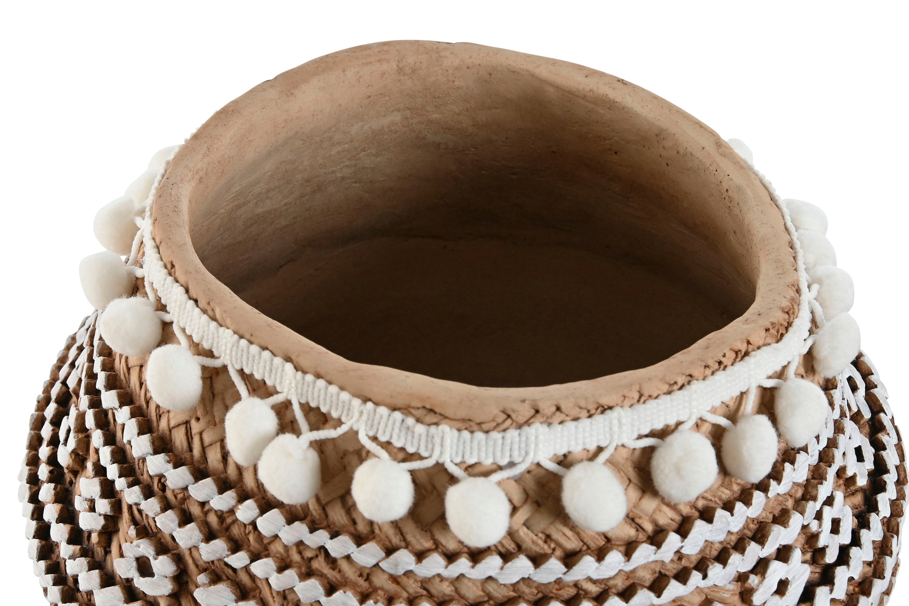 MACETERO CEMENTO 25X25X18 POMPONES MARRON - Imagen 2