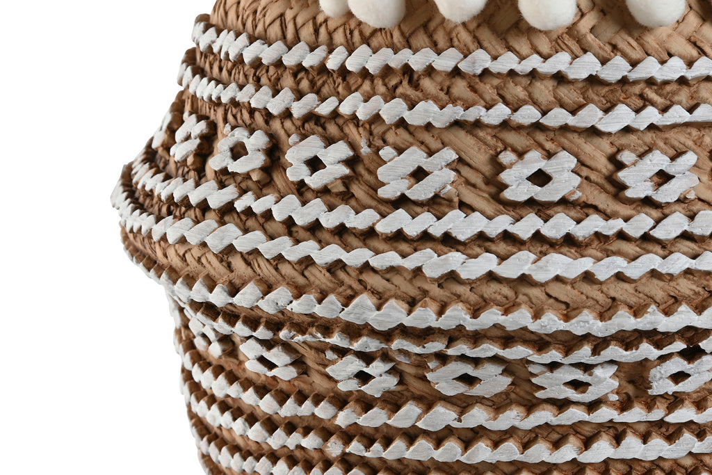 MACETERO CEMENTO 25X25X18 POMPONES MARRON - Imagen 3