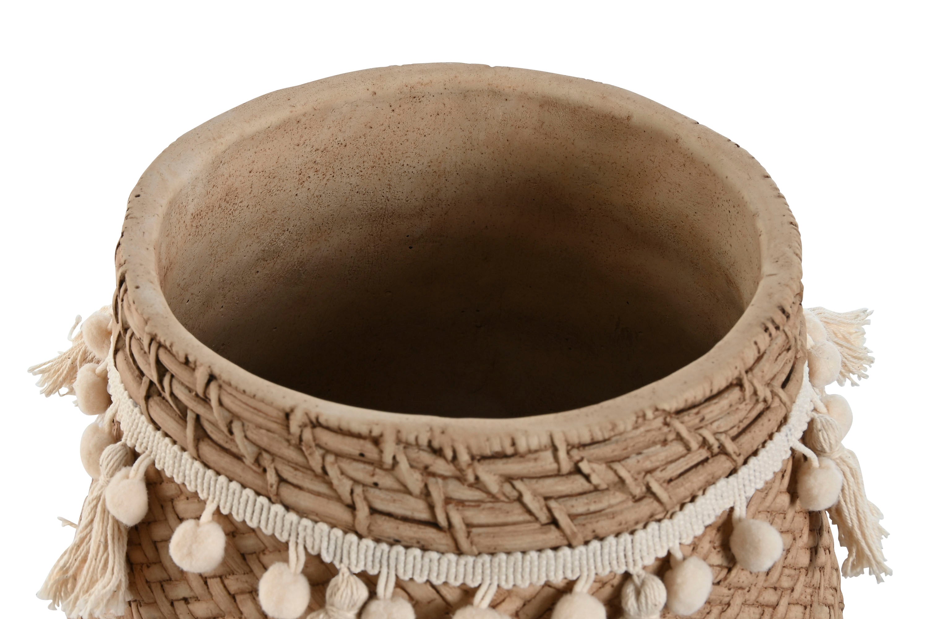 MACETERO SET 2 CEMENTO 30X29X25 POMPONES - Imagen 1