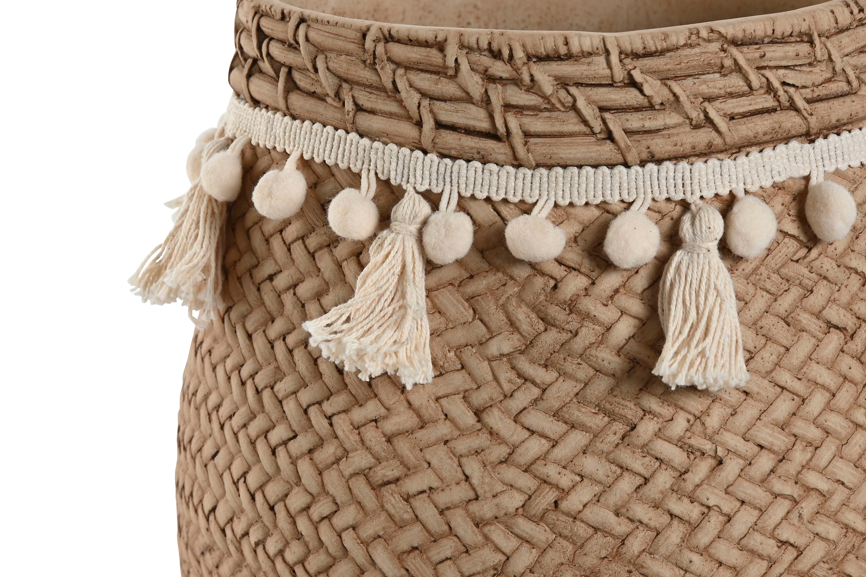 MACETERO SET 2 CEMENTO 30X29X25 POMPONES - Imagen 2