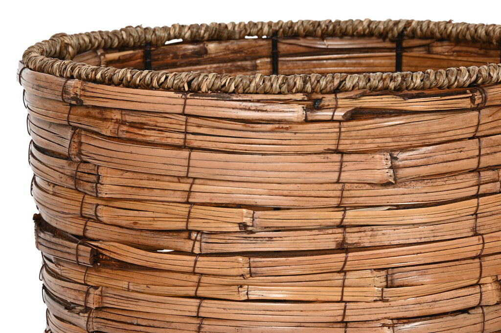 MACETERO SET 3 RATAN METAL 31X31X27 NATURAL MARRON - Imagen 1