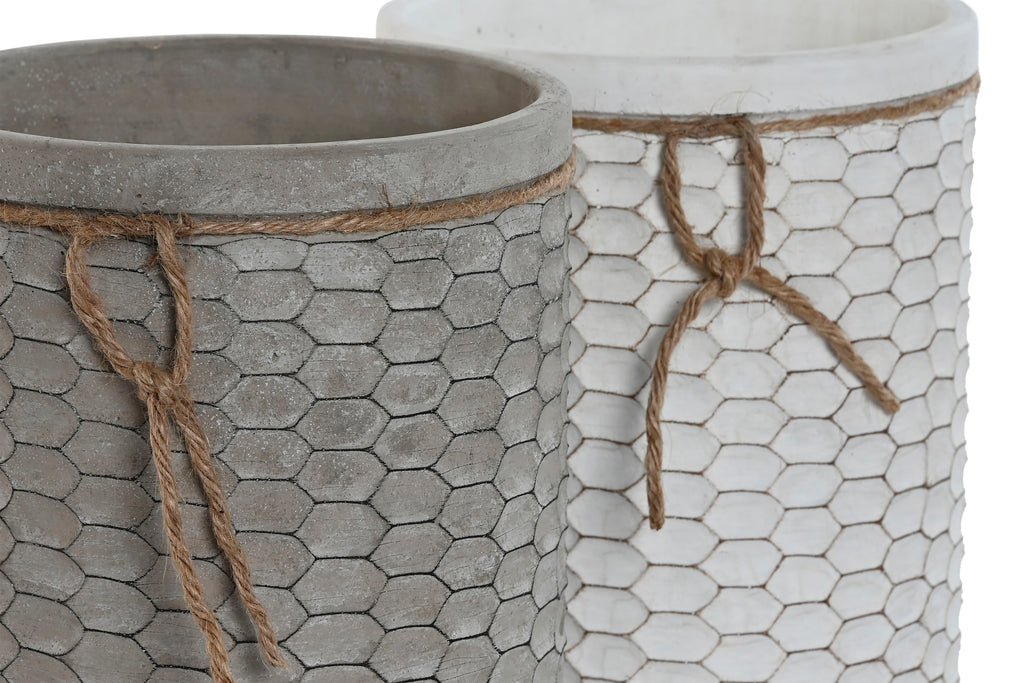 MACETERO SET 2 CEMENTO 17X17X21 PANEL ABEJA 2 SURT - Imagen 1