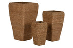 MACETERO SET 3 SEAGRASS METAL 40X40X70 NATURAL - Imagen 2