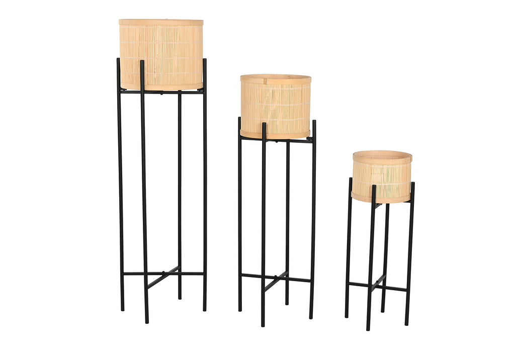 MACETERO SET 3 BAMBU METAL 31X31X103 NEGRO - Imagen 5