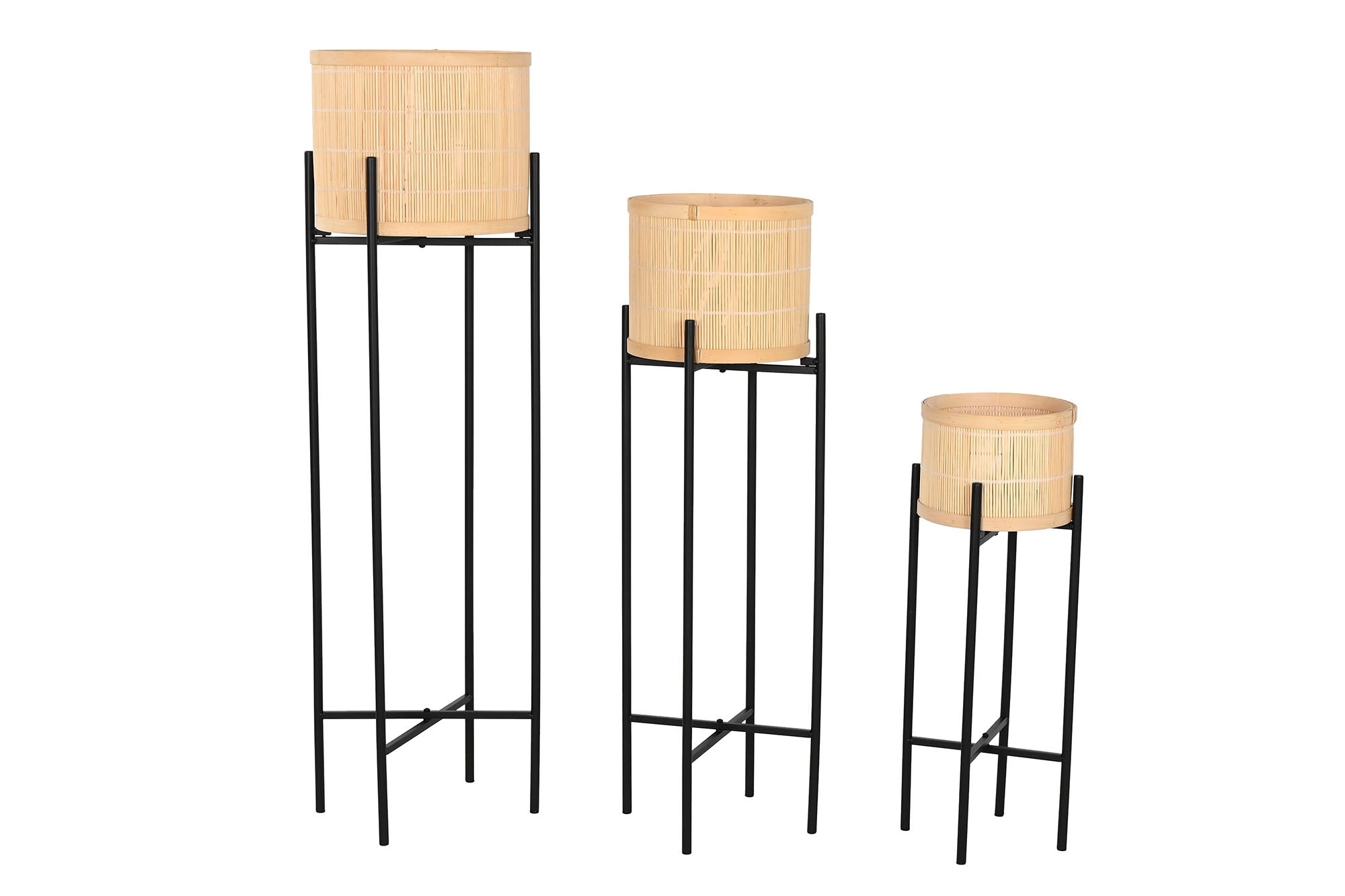 MACETERO SET 3 BAMBU METAL 31X31X103 NEGRO - Imagen 5