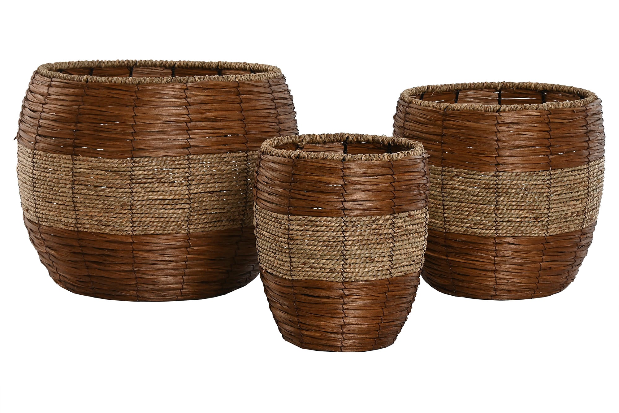MACETERO SET 3 FIBRA METAL 33X33X30 NATURAL - Imagen 1