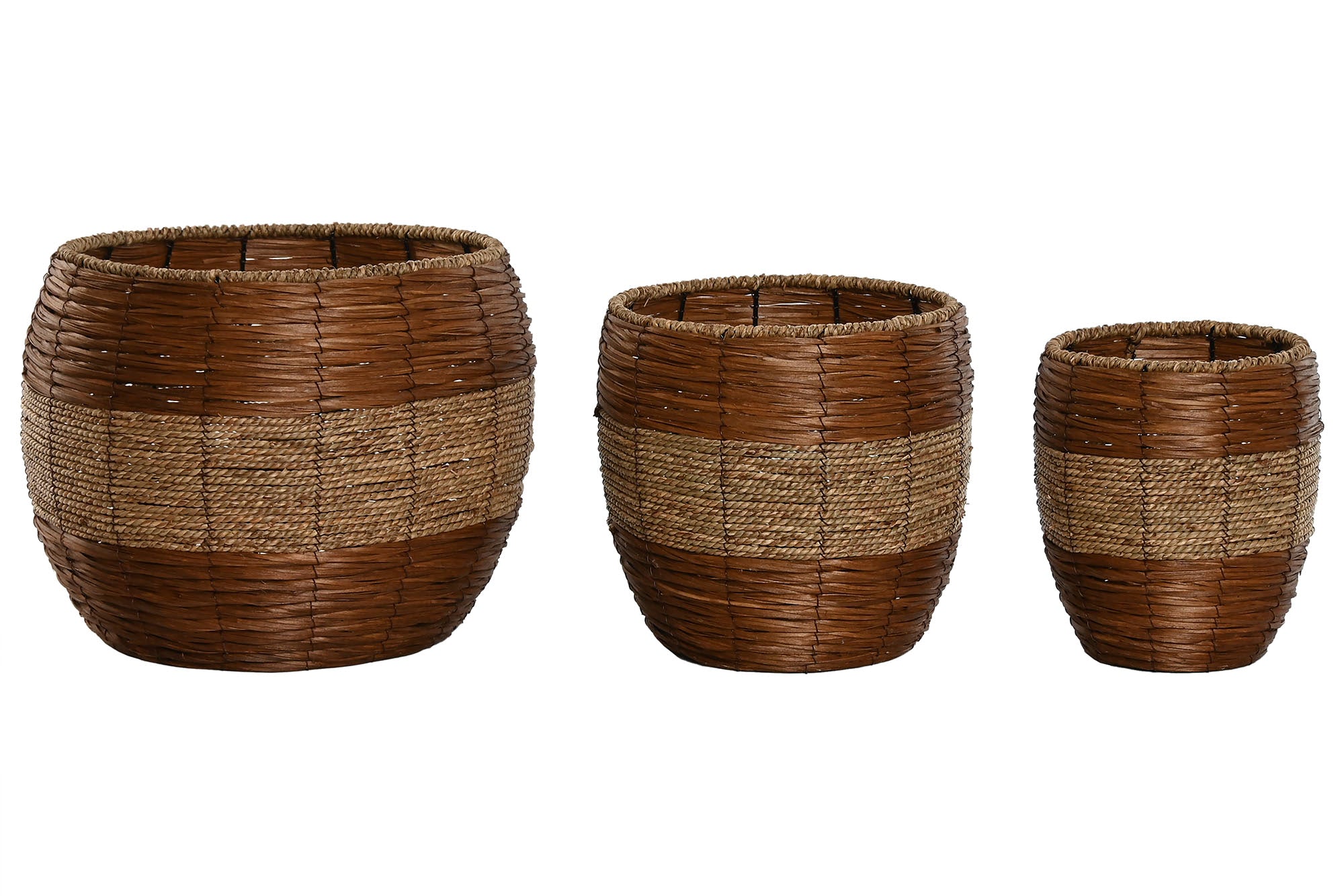 MACETERO SET 3 FIBRA METAL 33X33X30 NATURAL - Imagen 3