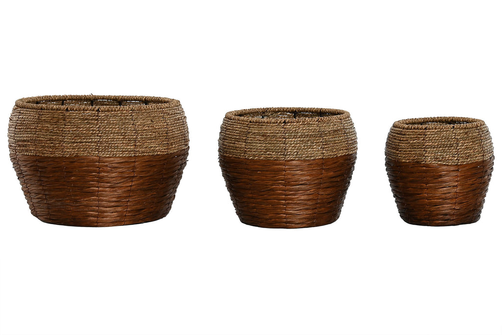 MACETERO SET 3 FIBRA METAL 32X32X23 NATURAL - Imagen 1