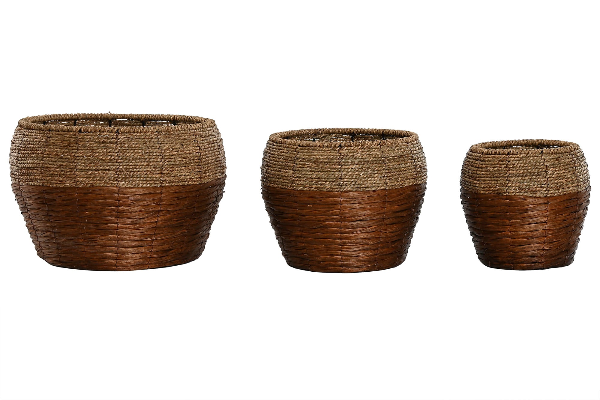 MACETERO SET 3 FIBRA METAL 32X32X23 NATURAL - Imagen 1