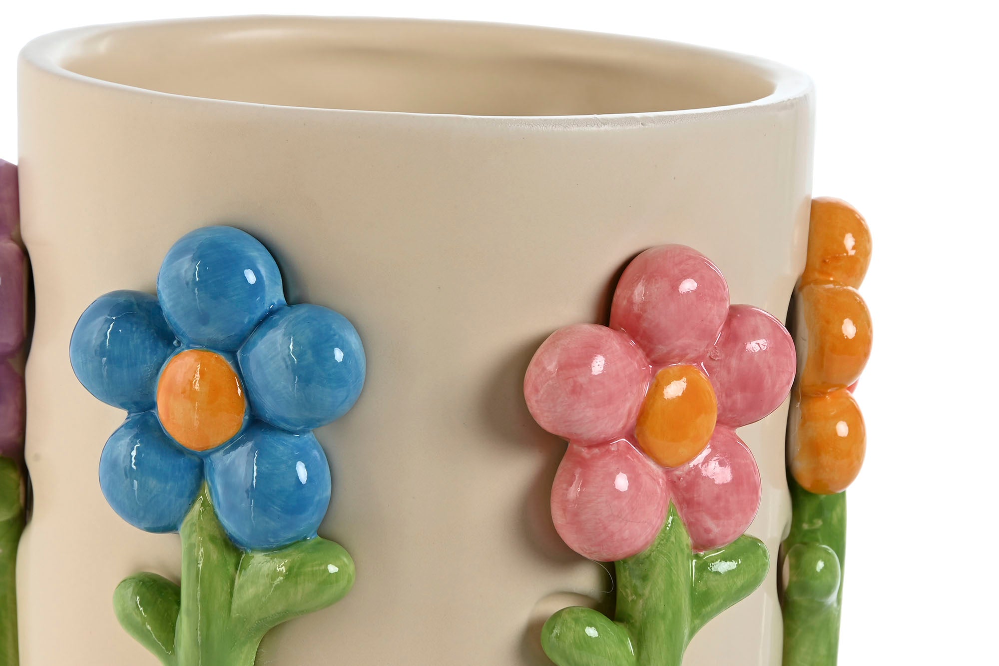 MACETERO DOLOMITE 20X20X18 FLORES CREMA - Imagen 1