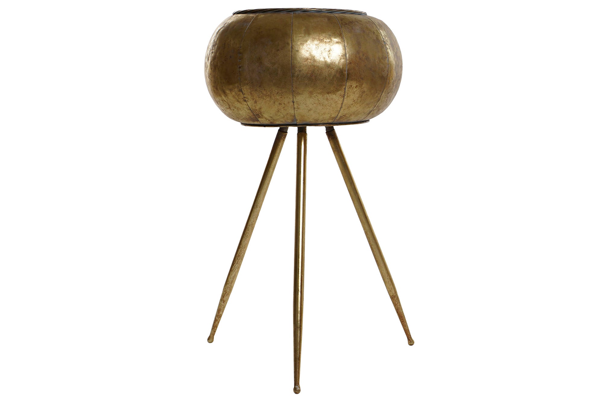 MACETERO METAL 38X38X68 ENVEJECIDO DORADO - Imagen 2