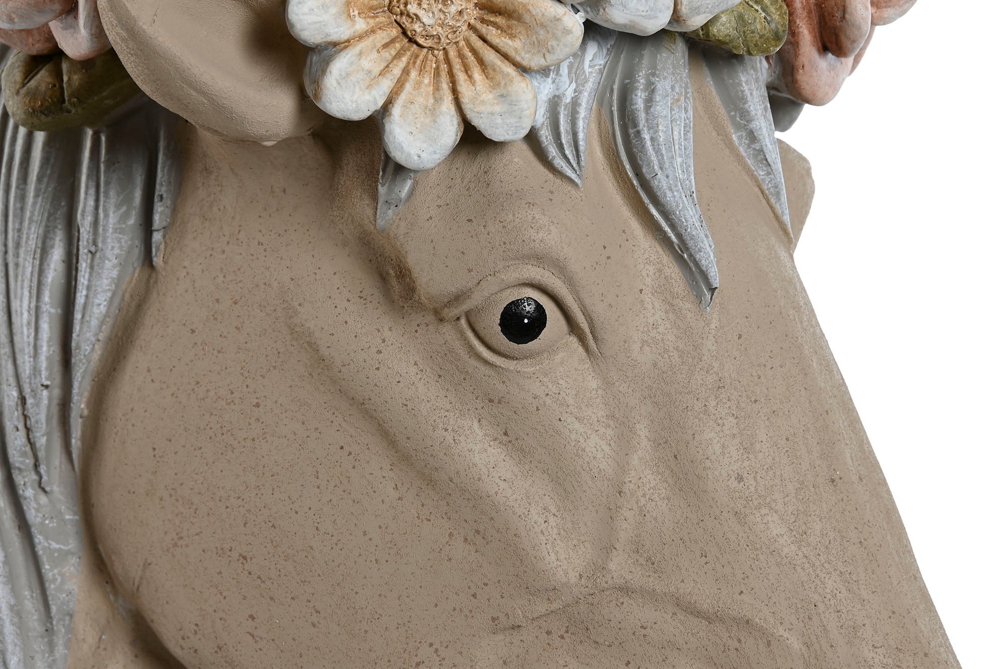 MACETERO MAGNESIA 31X27X42 CABALLO FLORES CREMA - Imagen 3