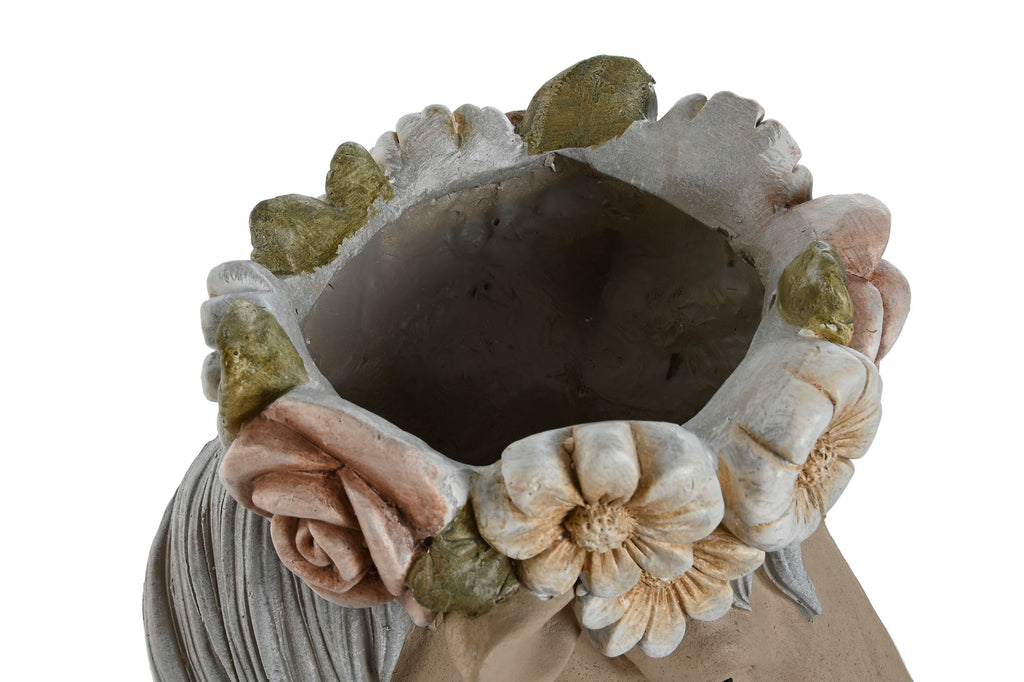 MACETERO MAGNESIA 31X27X42 CABALLO FLORES CREMA - Imagen 2