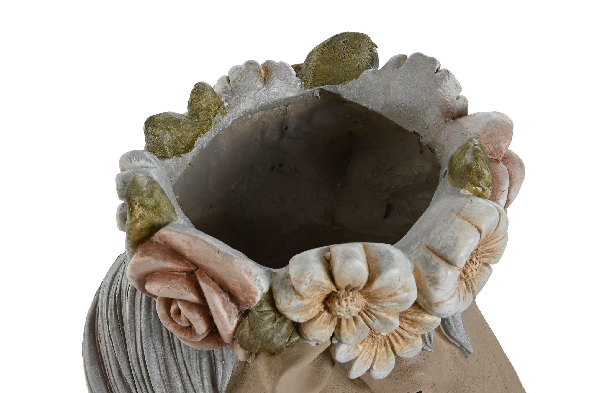 MACETERO MAGNESIA 31X27X42 CABALLO FLORES CREMA - Imagen 2