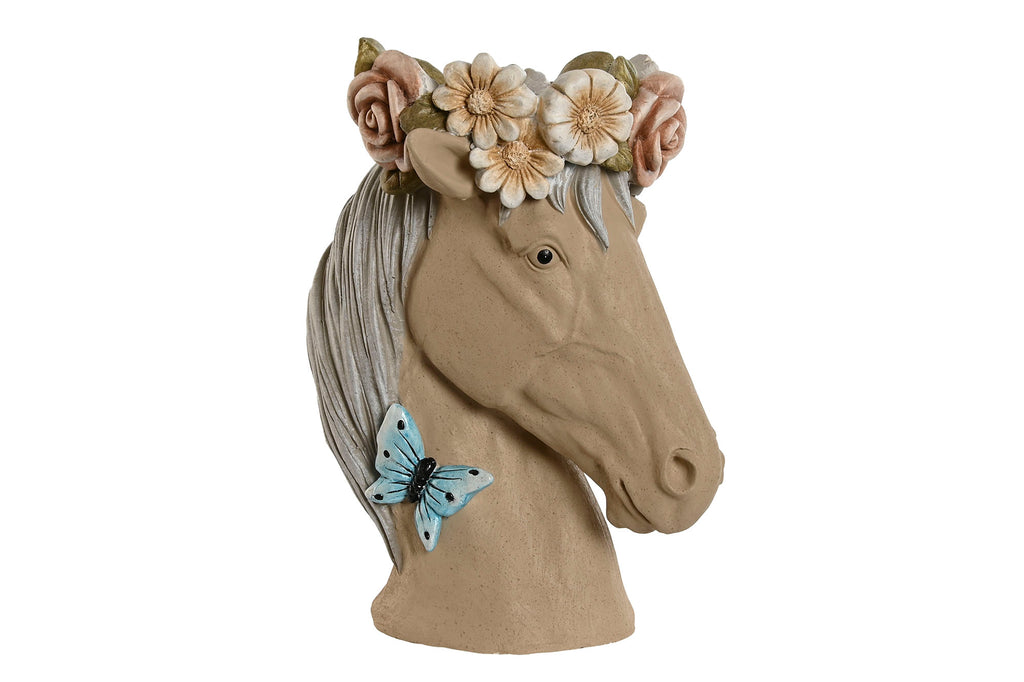 MACETERO MAGNESIA 31X27X42 CABALLO FLORES CREMA - Imagen 4