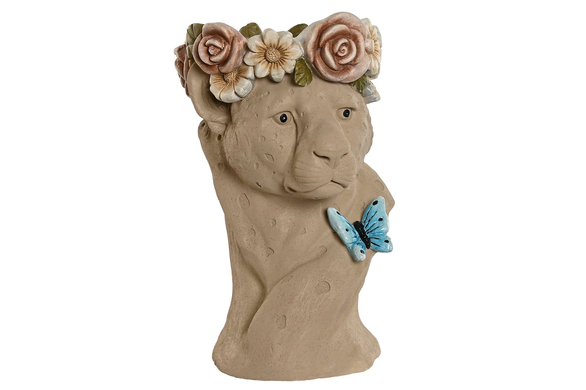 MACETERO MAGNESIA 24X30X42 LEOPARDO FLORES CREMA - Imagen 1