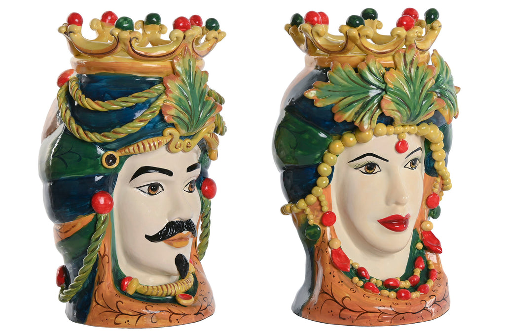 MACETERO PORCELANA 20X20X29 CABEZA SICILIANA 2 SUR - Imagen 1