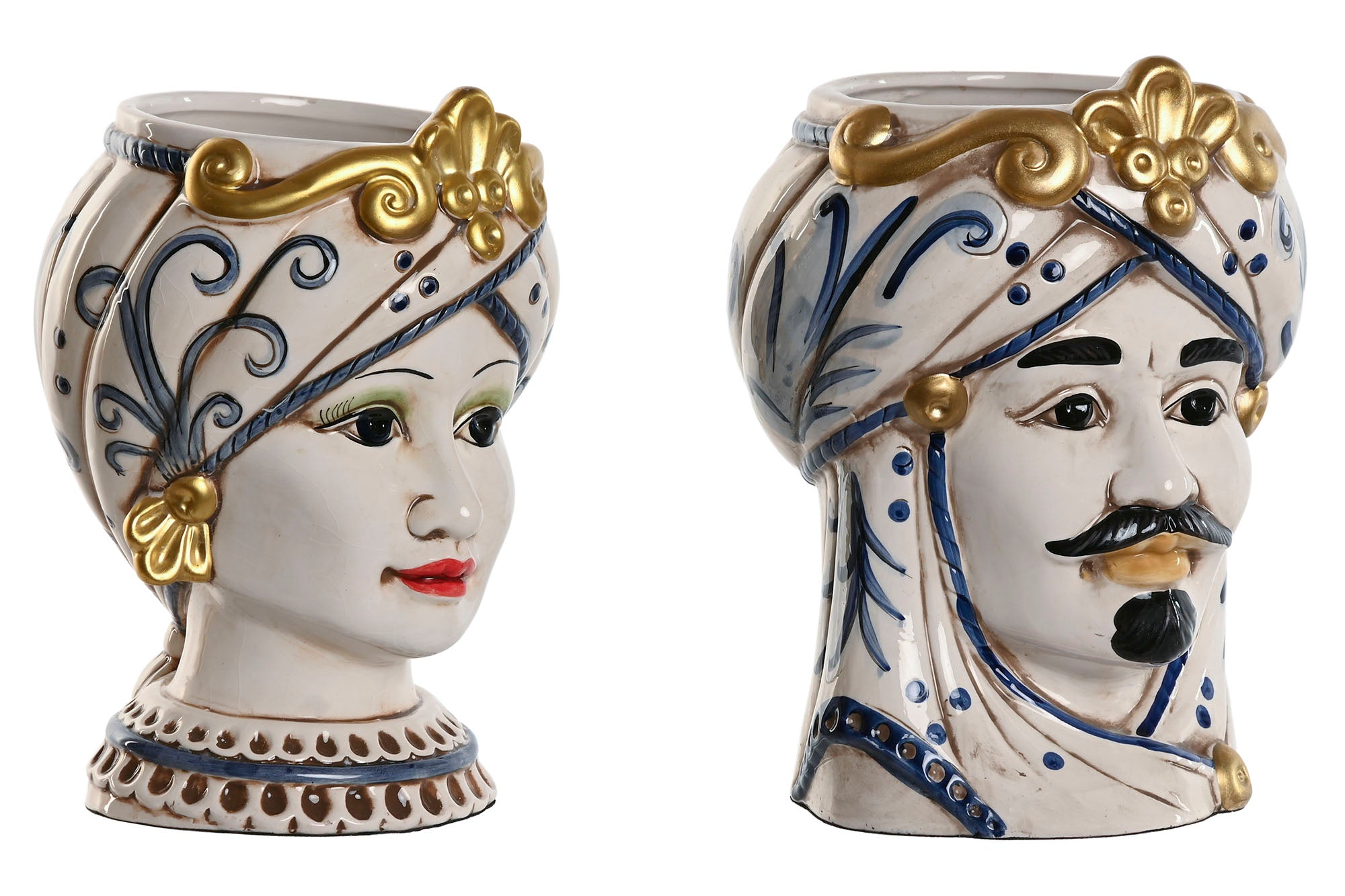 MACETERO PORCELANA 15X15X26 CABEZA SICILIANA 2 SUR - Imagen 2