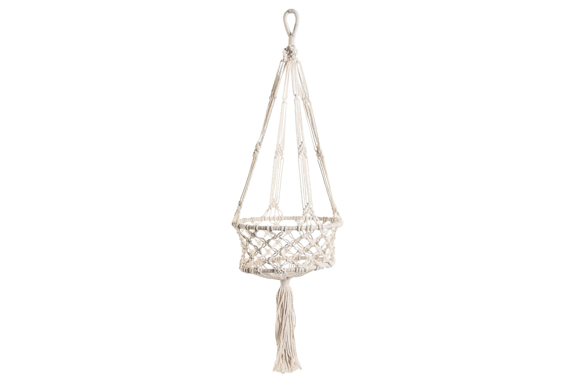 MACETERO MACRAME 30X30X100 COLGANTE BLANCO - Imagen 1