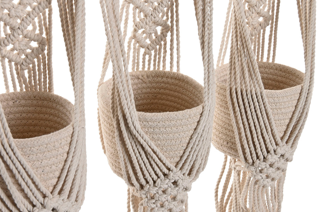 MACETERO ALGODON MADERA 46X2X93 MACRAME - Imagen 1
