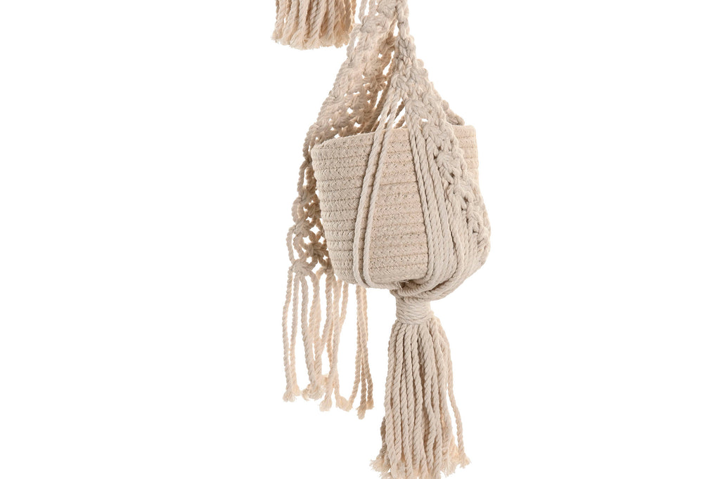 MACETERO ALGODON MADERA 46X2X93 MACRAME - Imagen 5