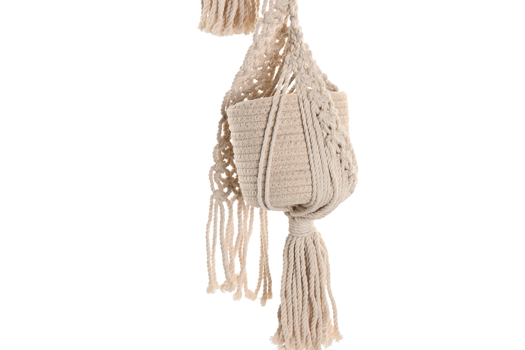 MACETERO ALGODON MADERA 46X2X93 MACRAME - Imagen 5