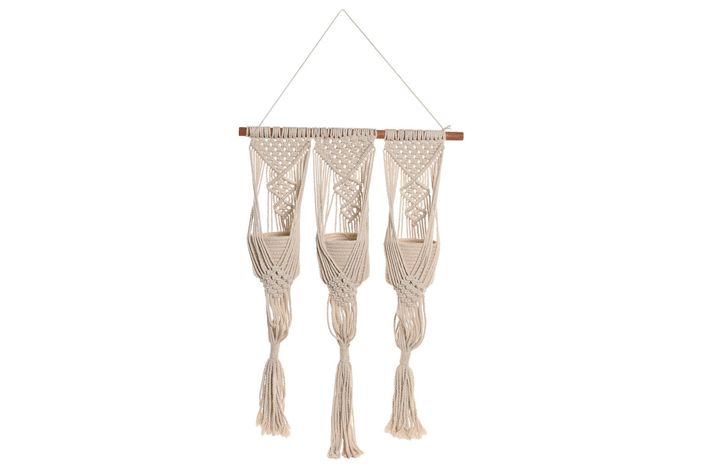 MACETERO ALGODON MADERA 46X2X93 MACRAME - Imagen 2