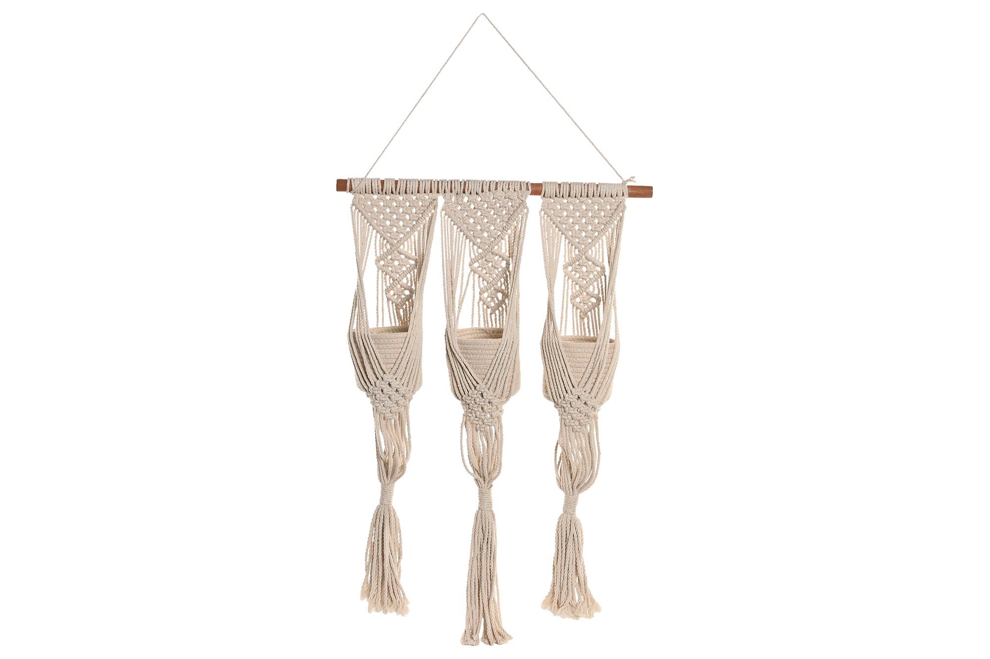 MACETERO ALGODON MADERA 46X2X93 MACRAME - Imagen 2