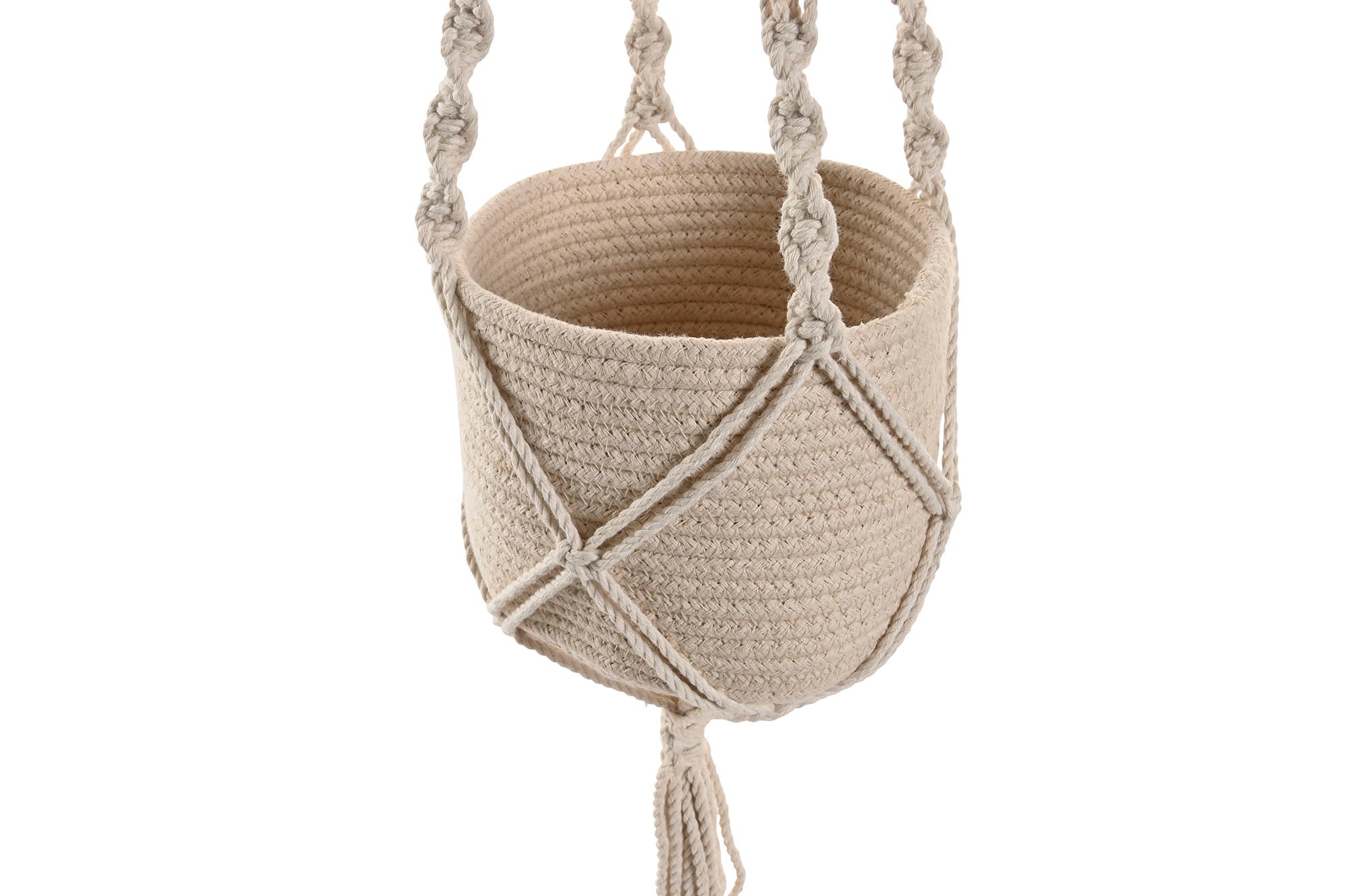 MACETERO ALGODON 15X15X90 MACRAME TEJIDO A MANO - Imagen 2