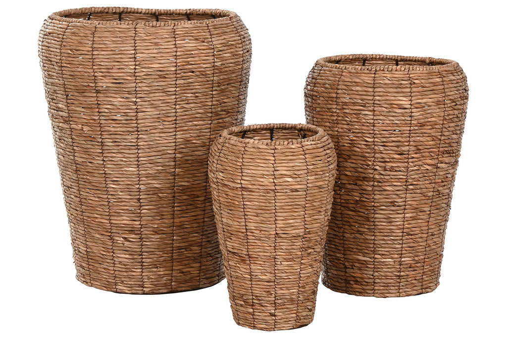 MACETERO SET 3 FIBRA METAL 44X44X60 NATURAL MARRON - Imagen 2