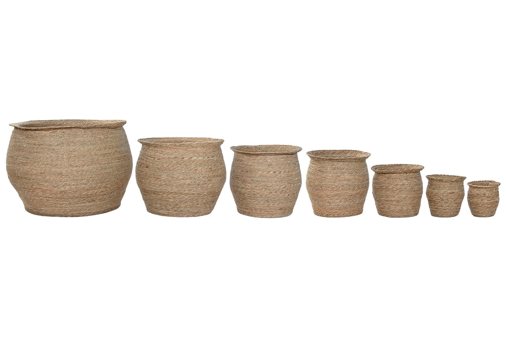 MACETERO SET 7 FIBRA TRENZADA 70X70X58 NATURAL - Imagen 2