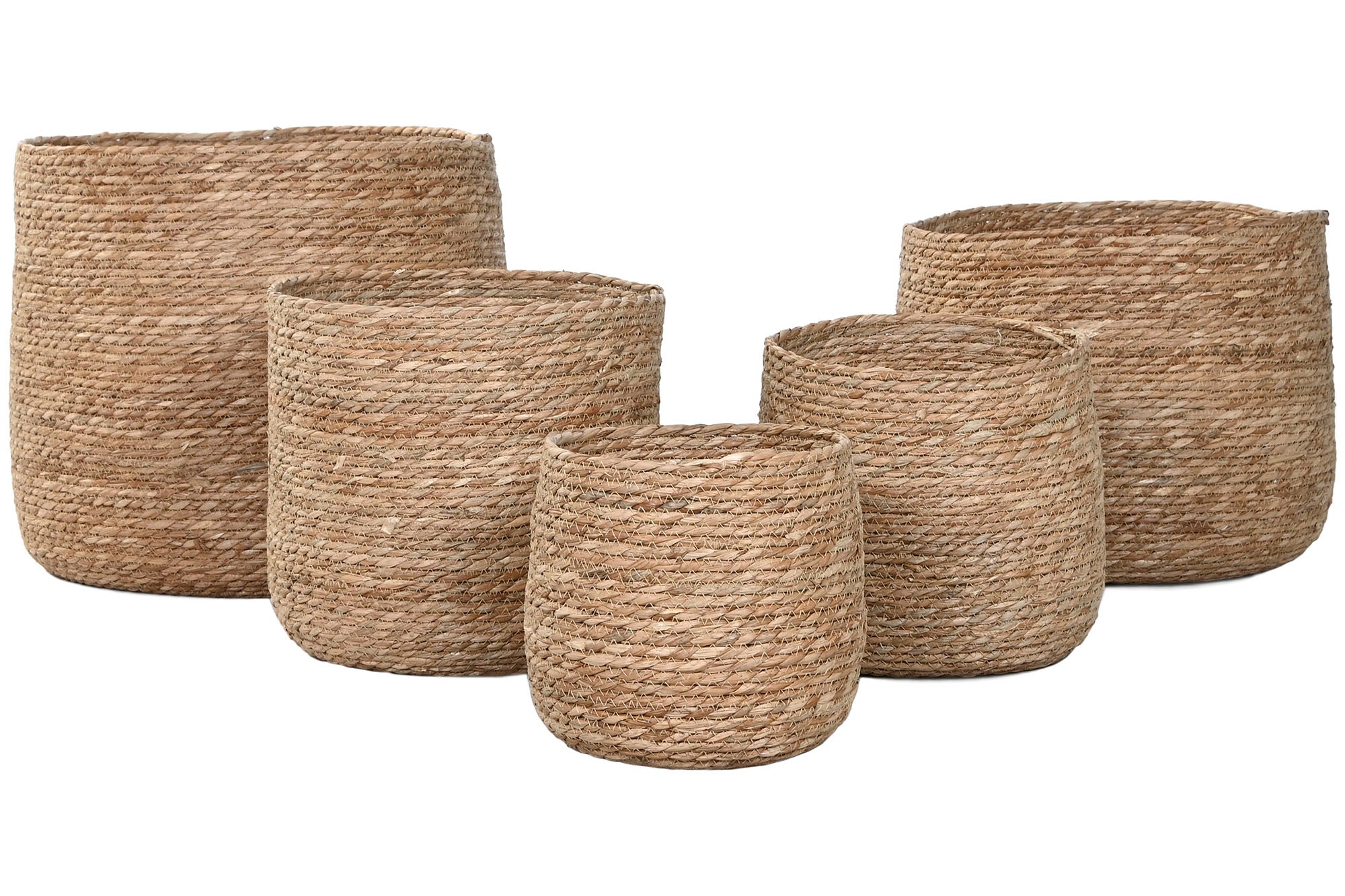 MACETERO SET 5 FIBRA TRENZADA 44X44X45 NATURAL - Imagen 4