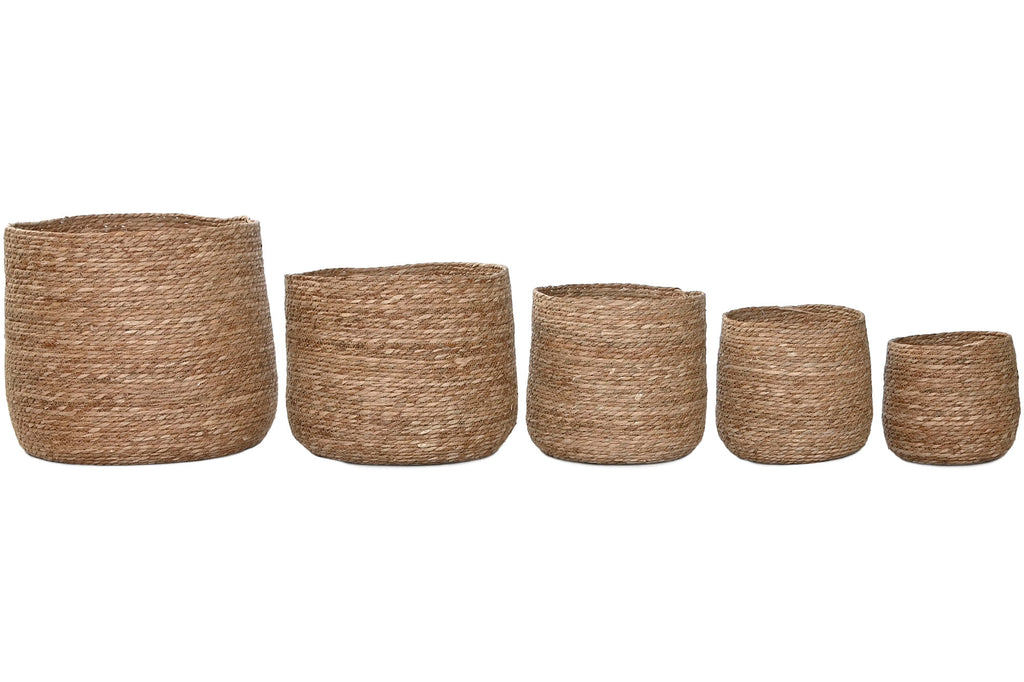 MACETERO SET 5 FIBRA TRENZADA 44X44X45 NATURAL - Imagen 1