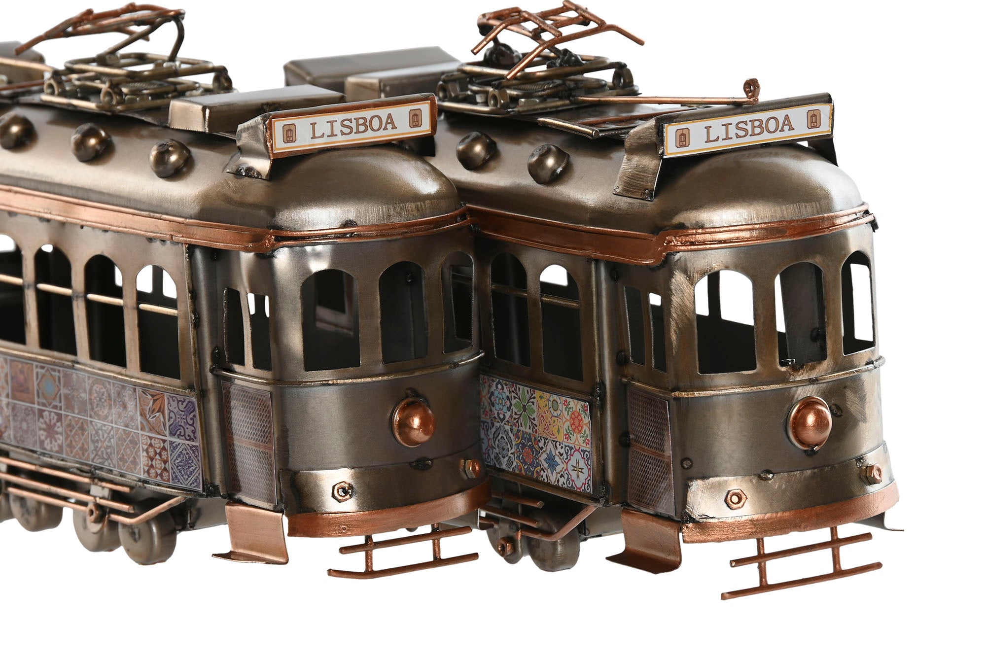 VEHICULO DECORACION METAL 20X7X12 TRANVIA PLATEADO - Imagen 3