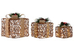PACK DE 2 REGALO SET 3 LED RATAN 26X26X30 NATURAL