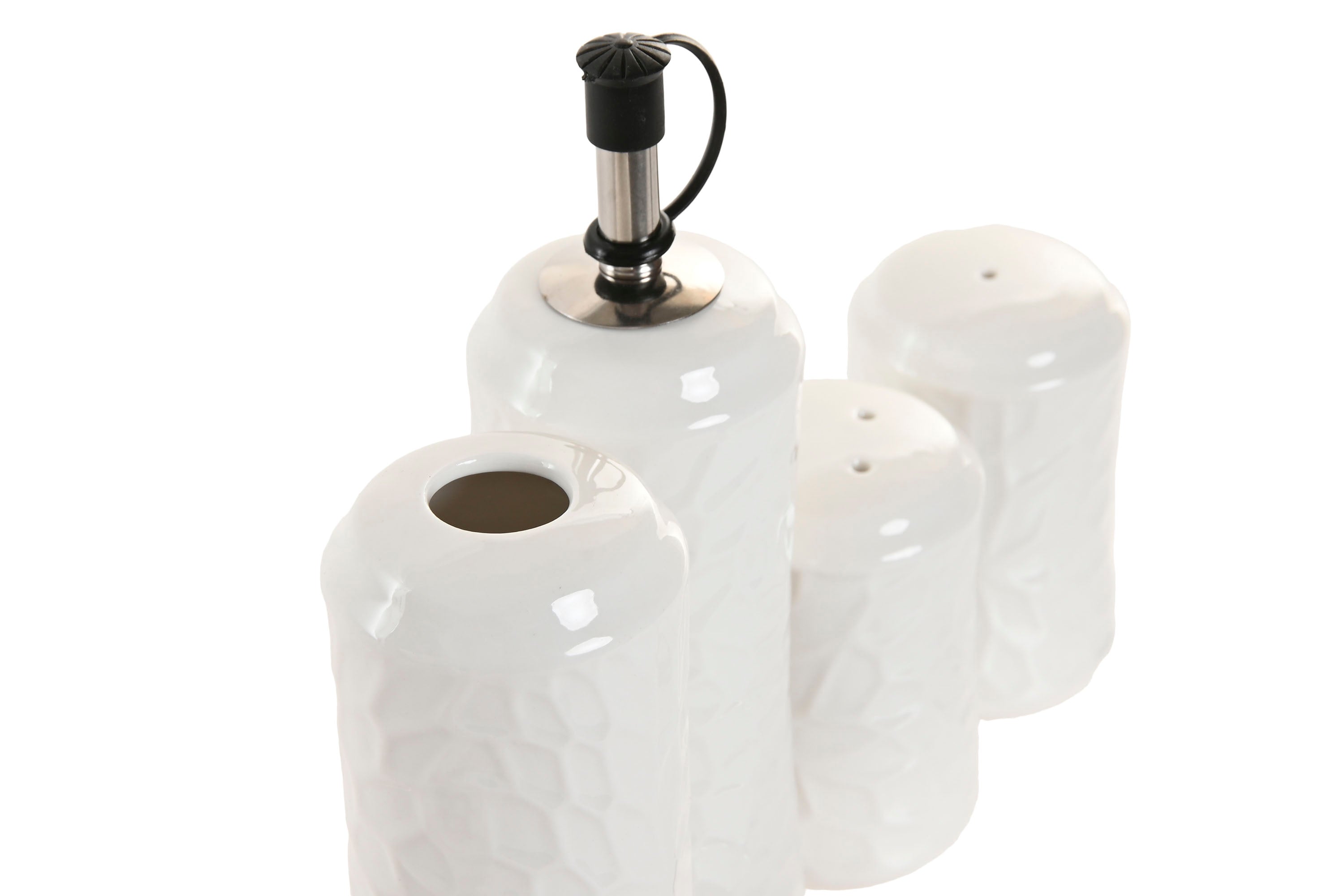 ACEITERA VINAGRERA SET 4 PORCELANA BAMBU 17X17X19