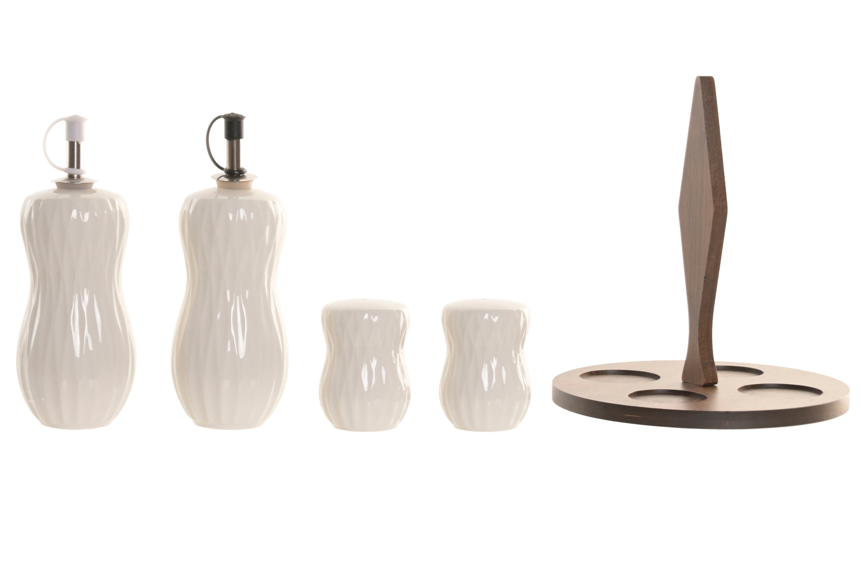 ACEITERA VINAGRERA SET 4 PORCELANA BAMBU 17X17X19