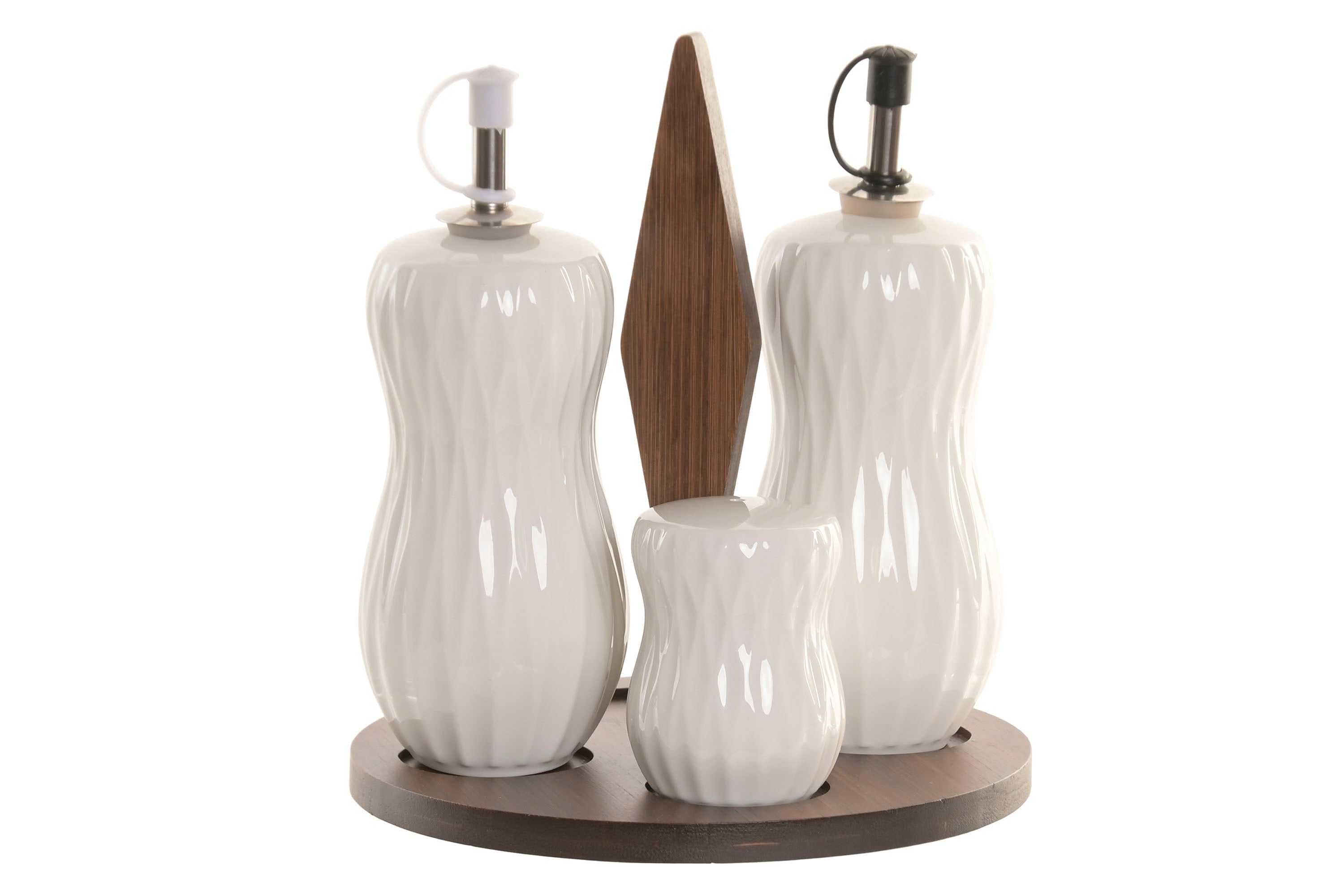 ACEITERA VINAGRERA SET 4 PORCELANA BAMBU 17X17X19