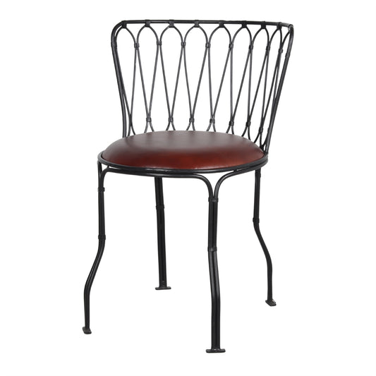 VILETTE MARRON SILLA METAL NEGRO CON ASIENTO PIEL MARRON L59xA54xHA49/HR81CM - ASIENTO Ø43CM